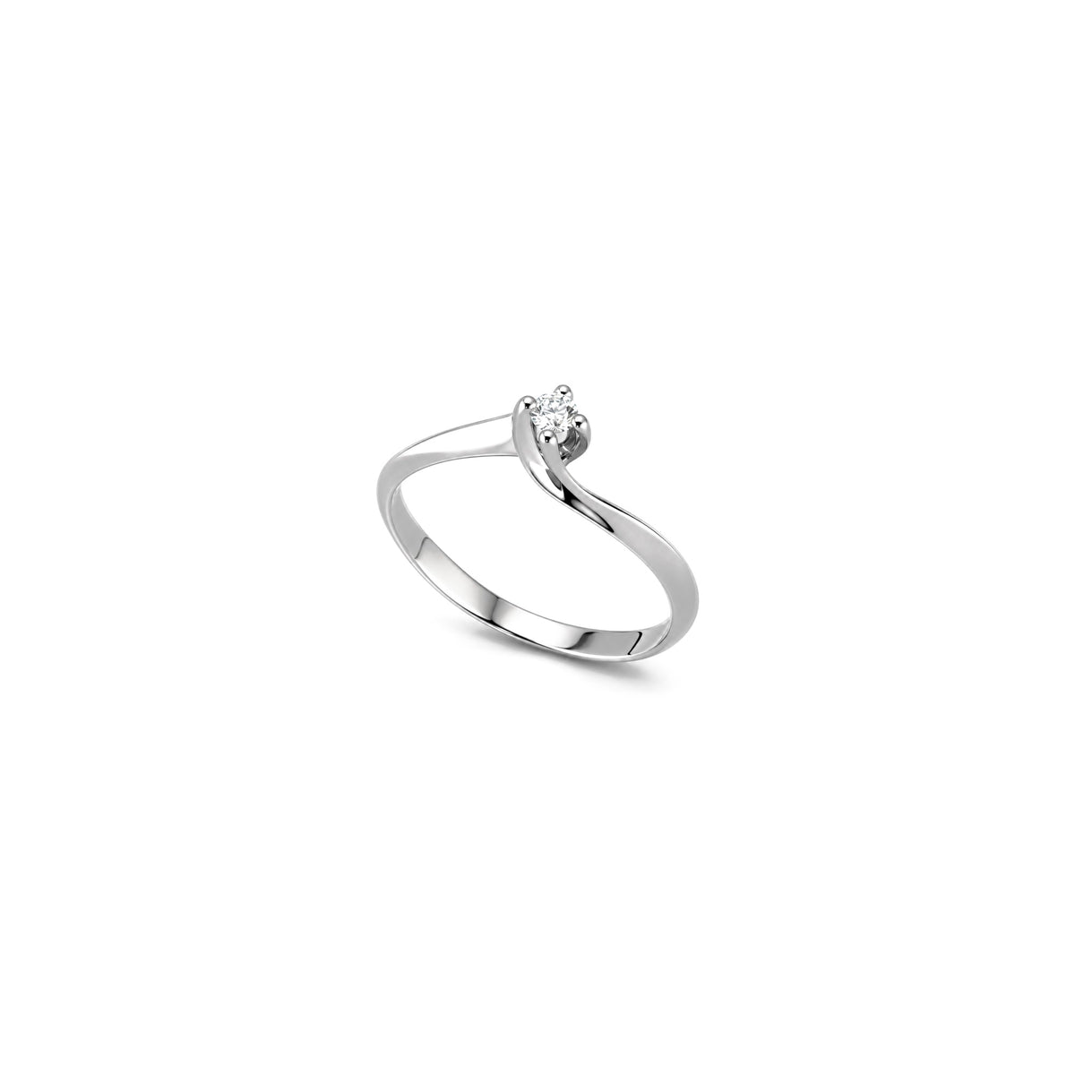 AuriA 18kt White Gold Solitaire Ring with Natural Diamonds