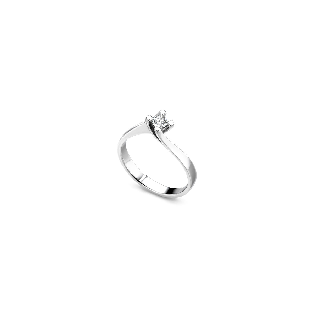 AuriA 18kt White Gold Solitaire Ring with Natural Diamonds
