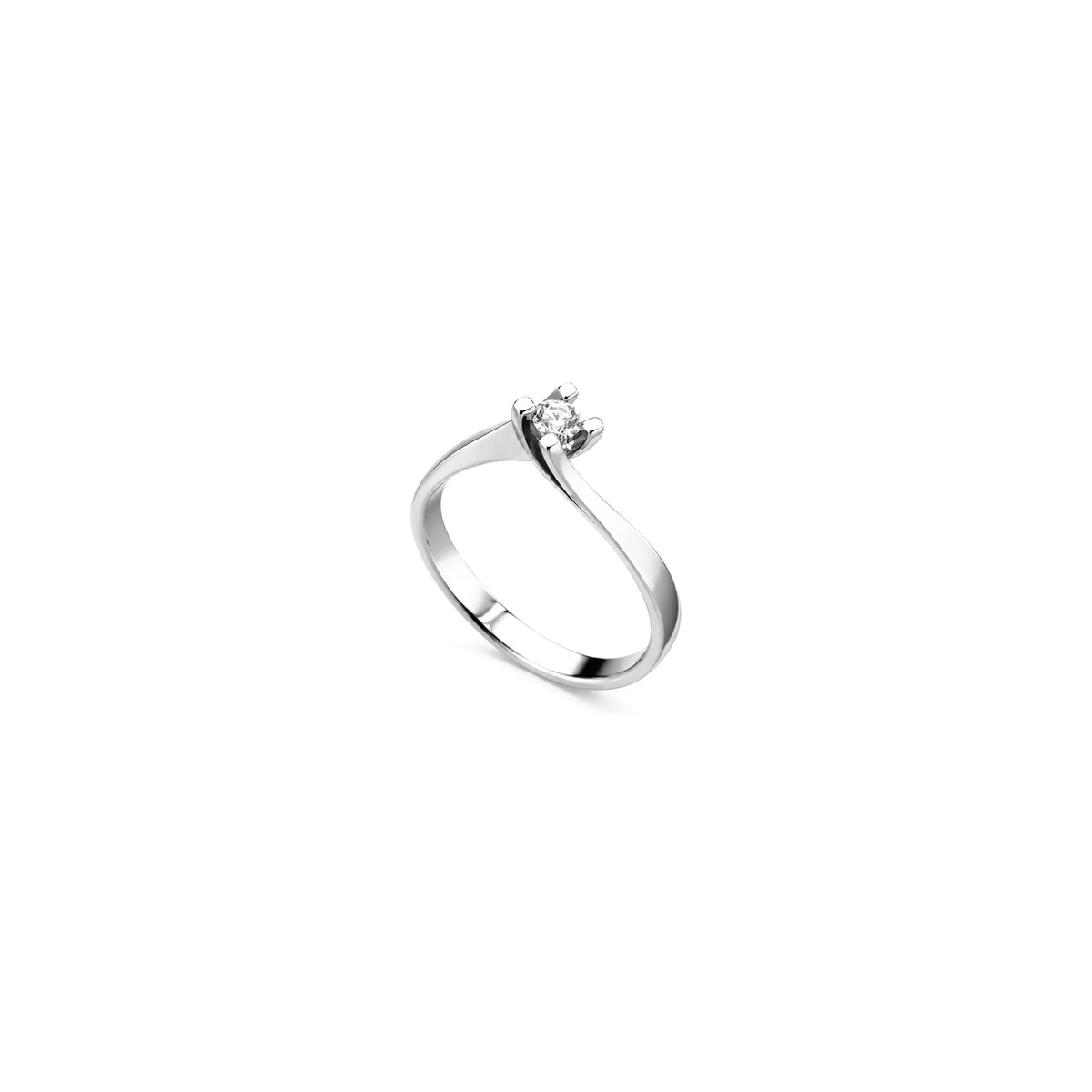 AuriA 18kt White Gold Solitaire Ring with Natural Diamonds
