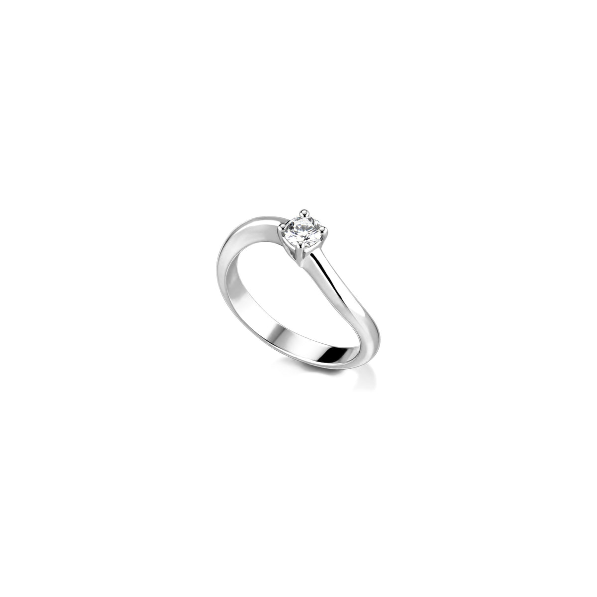 AuriA 18kt White Gold Solitaire Ring with Natural Diamonds