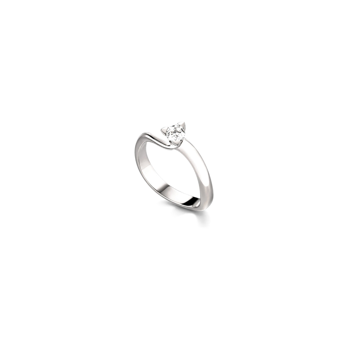 AuriA 18kt White Gold Solitaire Ring with Natural Diamonds