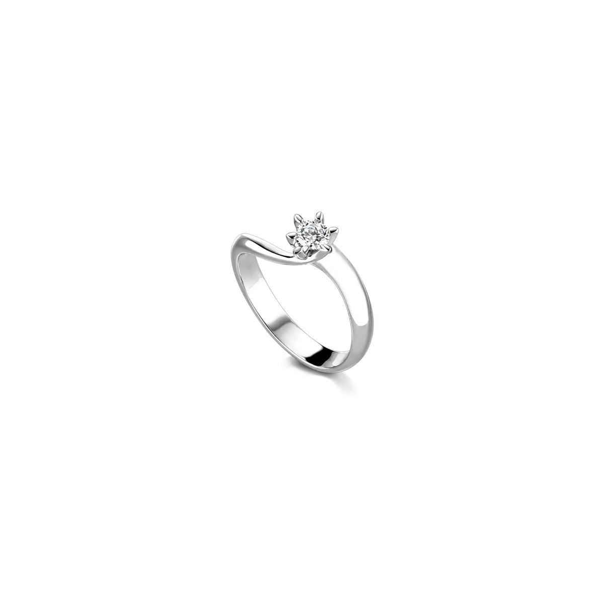 AuriA 18kt White Gold Solitaire Ring with Natural Diamonds