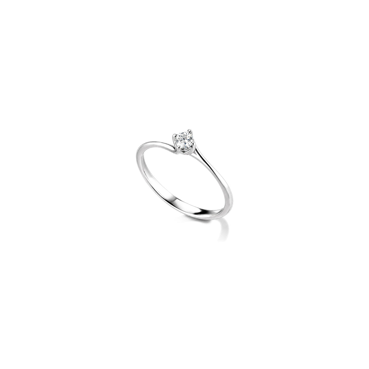 AuriA 18kt White Gold Solitaire Ring with Natural Diamonds