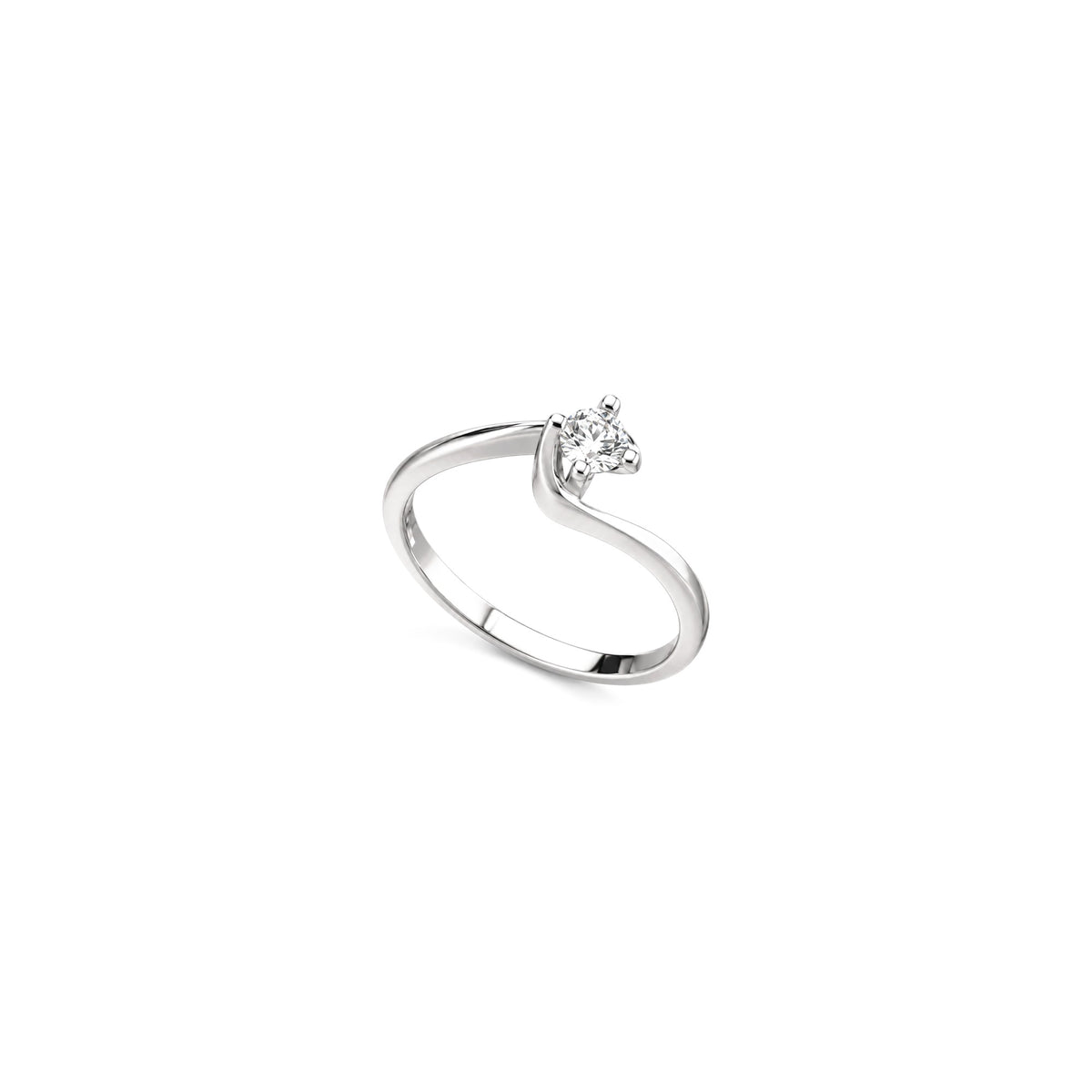 AuriA 18kt White Gold Solitaire Ring with Natural Diamonds