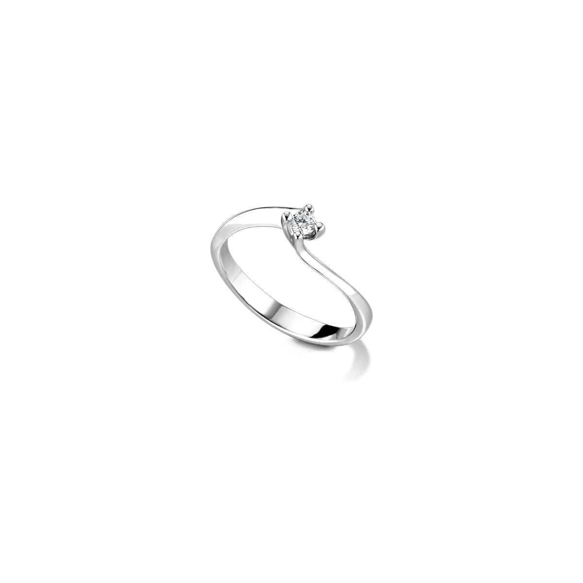 AuriA 18kt White Gold Solitaire Ring with Natural Diamonds