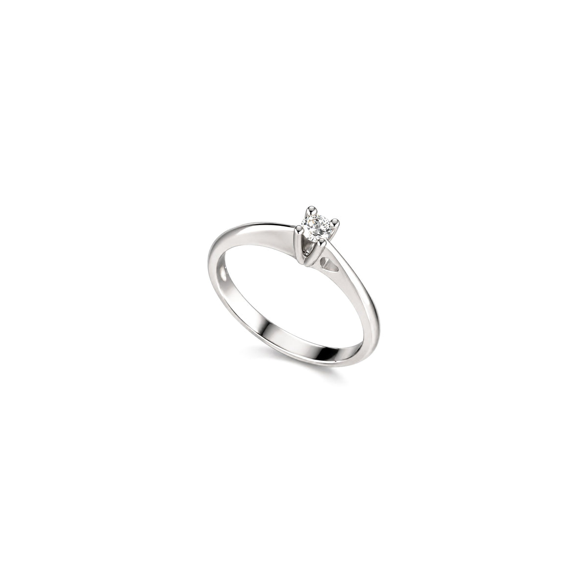 AuriA 18kt White Gold Solitaire Ring with Natural Diamonds