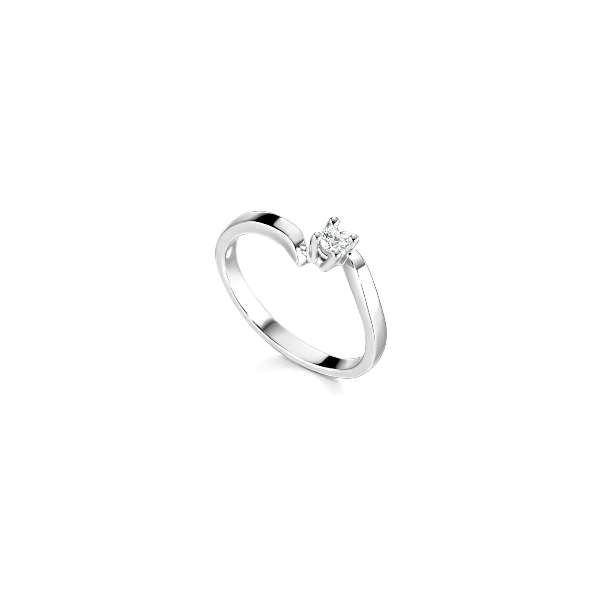 AuriA 18kt White Gold Solitaire Ring with Natural Diamonds