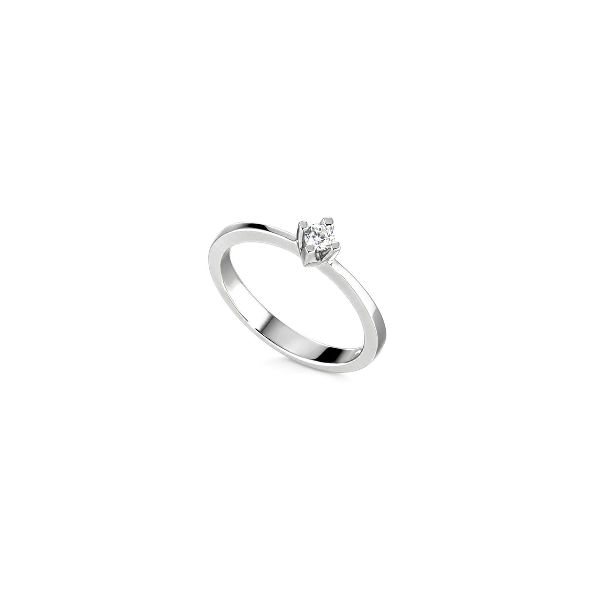 AuriA 18kt White Gold Solitaire Ring with Natural Diamonds