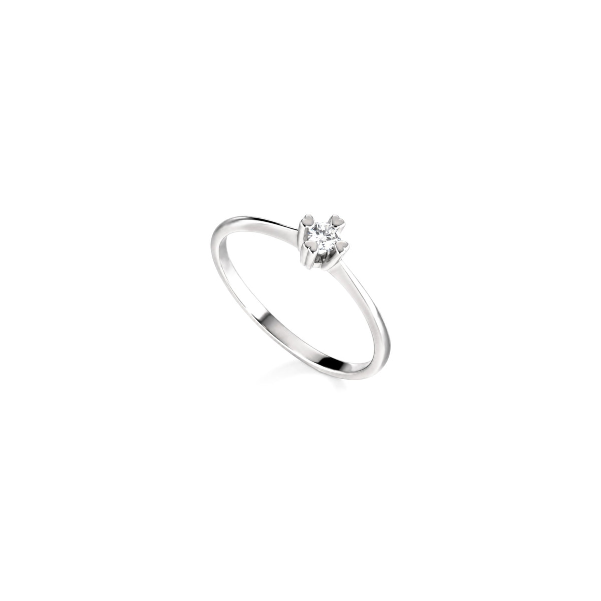 AuriA 18kt White Gold Solitaire Ring with Natural Diamonds