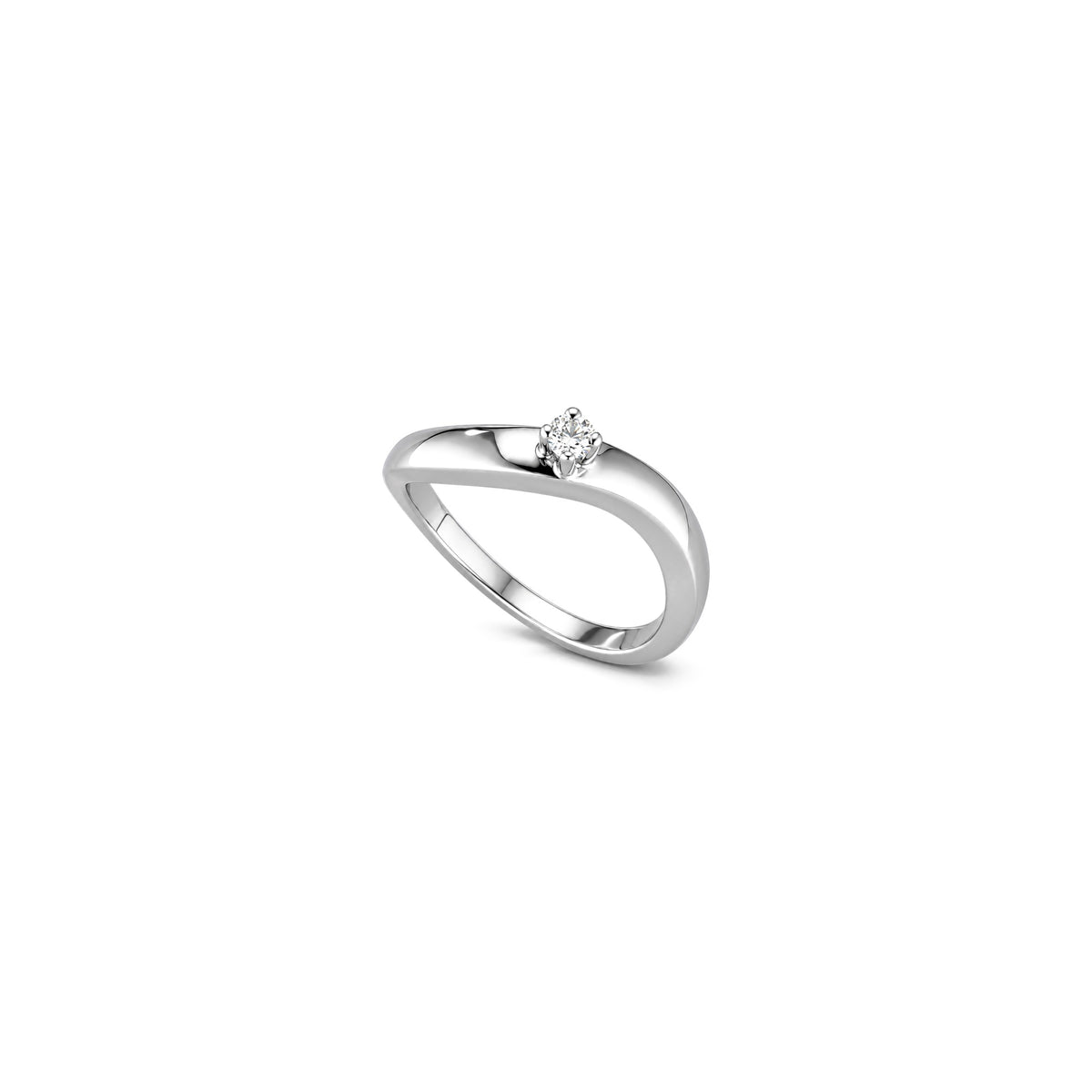 AuriA 18kt White Gold Solitaire Ring with Natural Diamonds GAN0603
