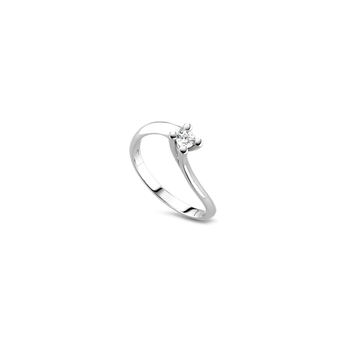 AuriA 18kt White Gold Solitaire Ring with Natural Diamonds