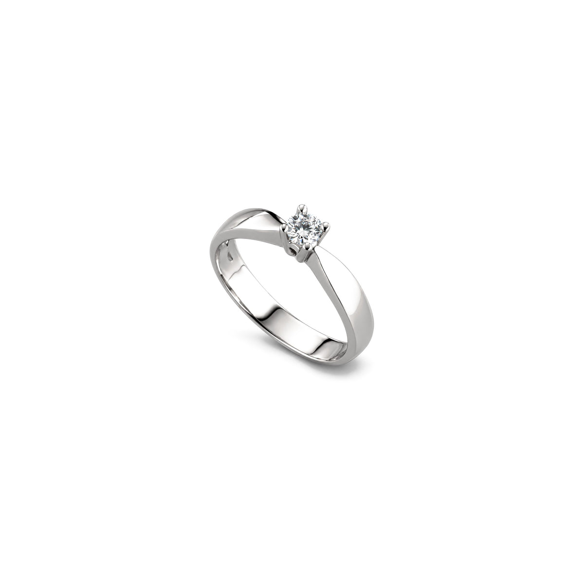 AuriA 18kt White Gold Solitaire Ring with Natural Diamonds