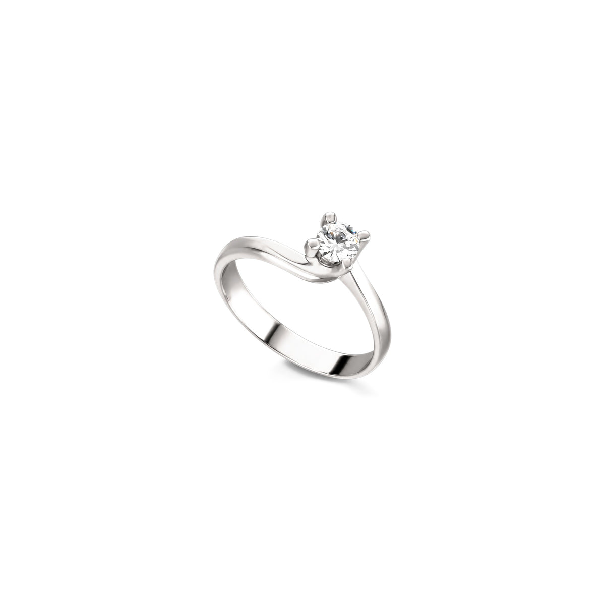 AuriA 18kt White Gold Solitaire Ring with Natural Diamonds