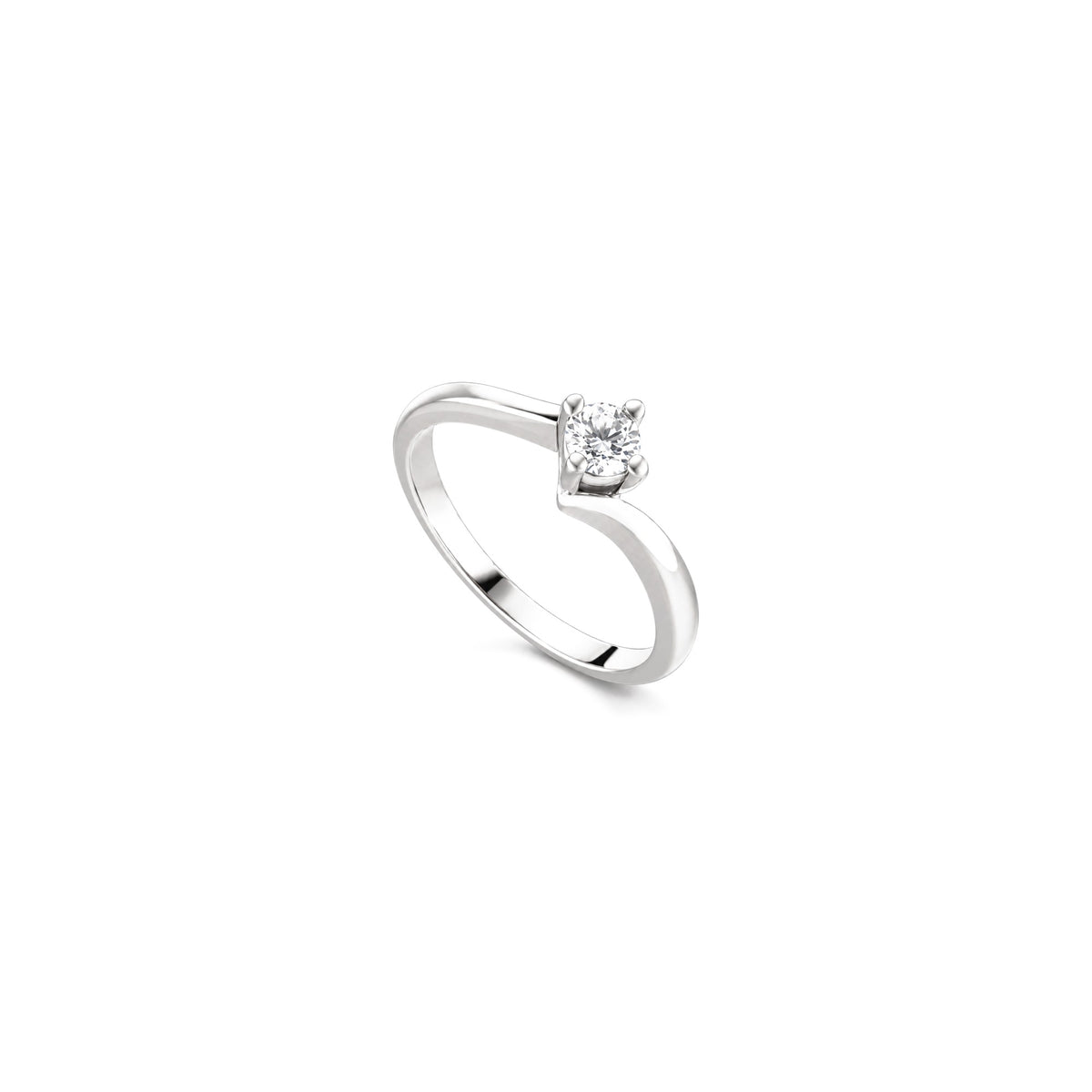 18kt White Gold Solitaire Ring with Natural Diamonds AuriA GAN0712
