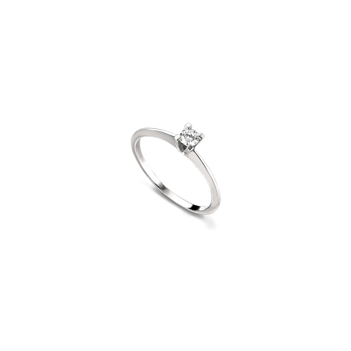 AuriA 18kt White Gold Solitaire Ring with Natural Diamonds