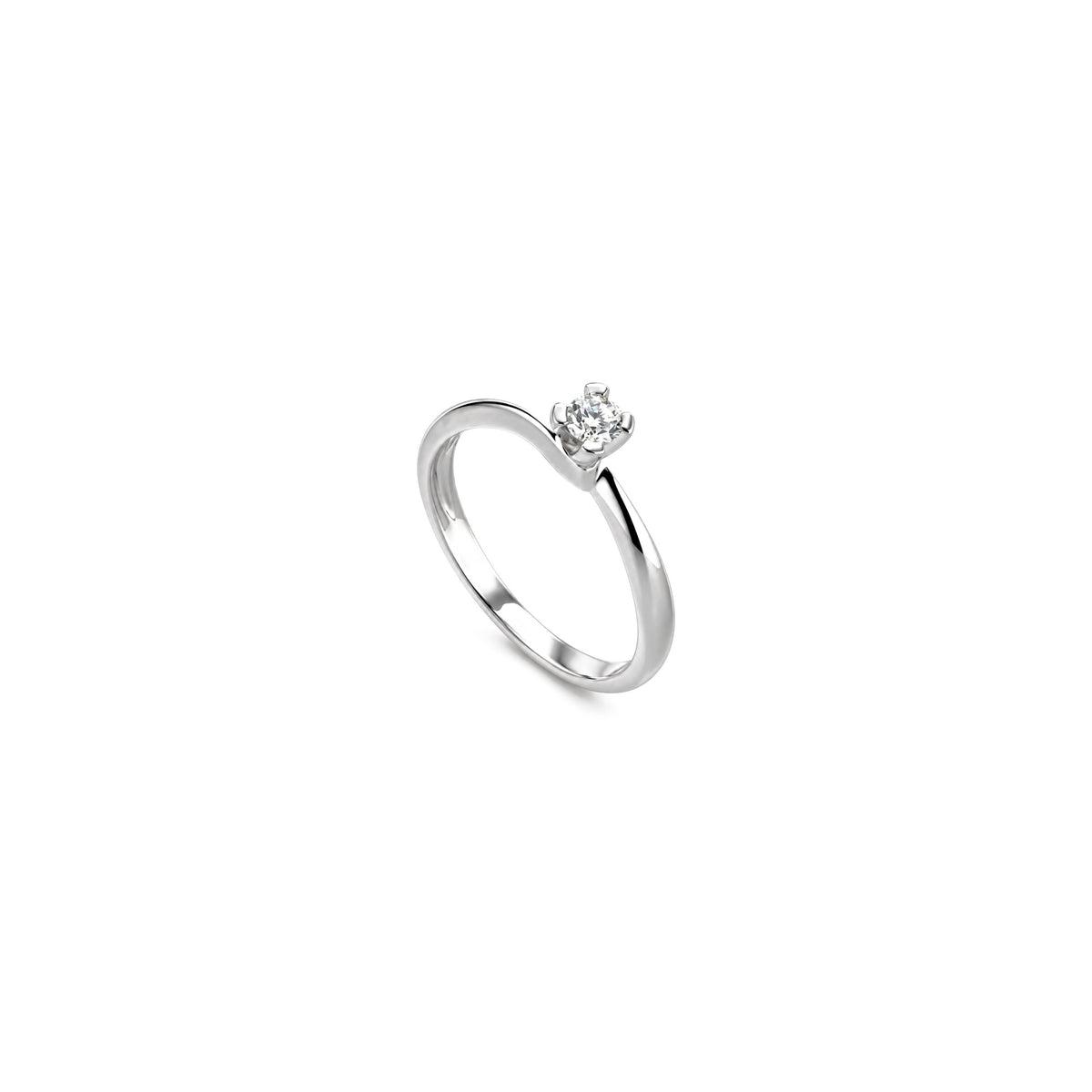 AuriA 18kt White Gold Solitaire Ring with Natural Diamonds