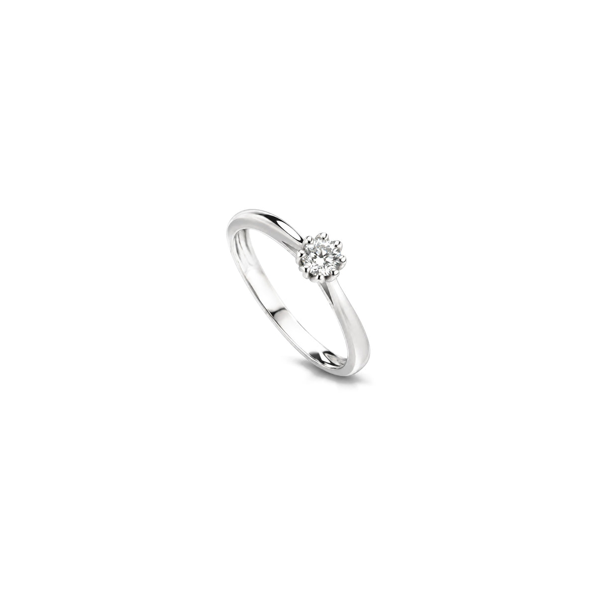 Anillo solitario con diamantes naturales oro blanco 18kt AuriA