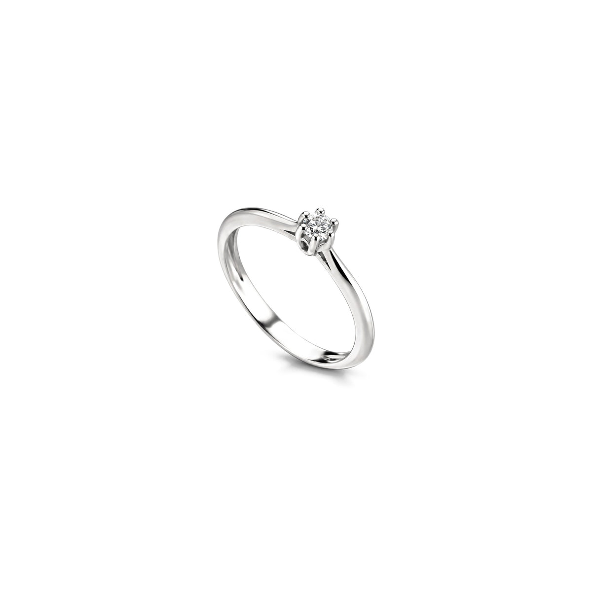 Anillo Solitario con Diamantes Naturales en Oro Blanco 18kt AuriA
