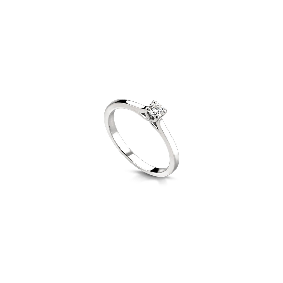Anillo Solitario con Diamantes Naturales Oro Blanco 18kt AuriA