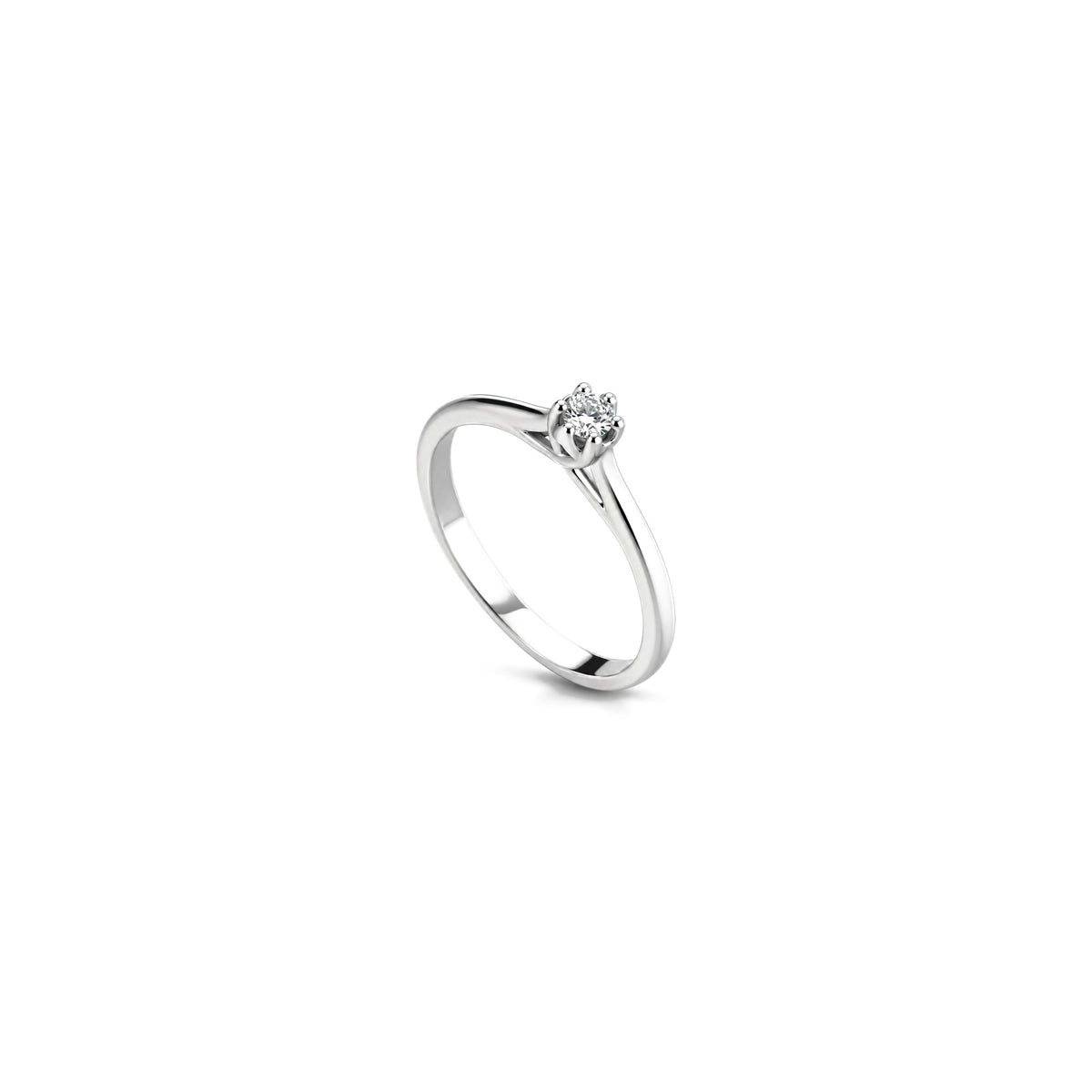 AuriA 18kt White Gold Solitaire Ring with Natural Diamonds