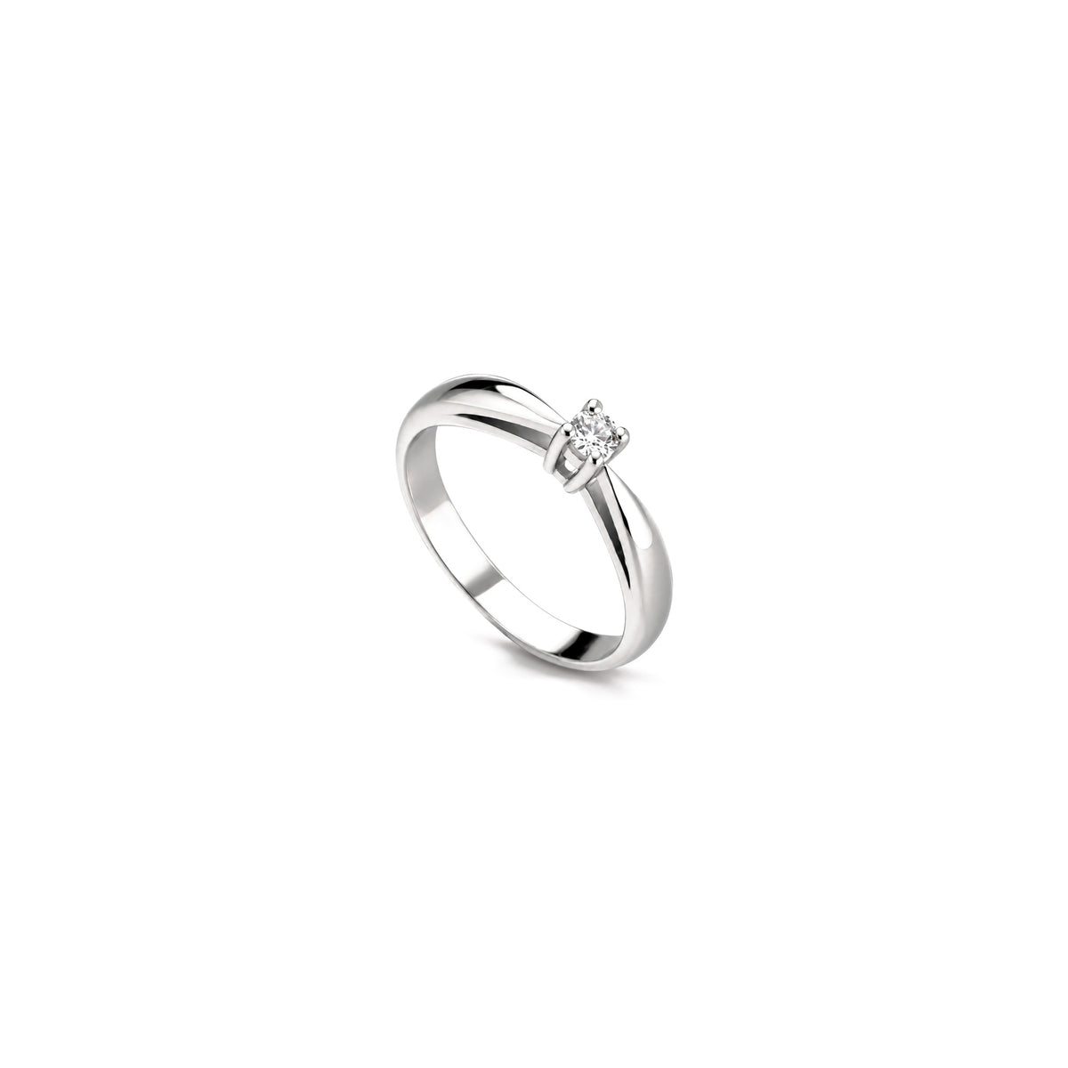 AuriA 18kt White Gold Solitaire Ring with Natural Diamonds