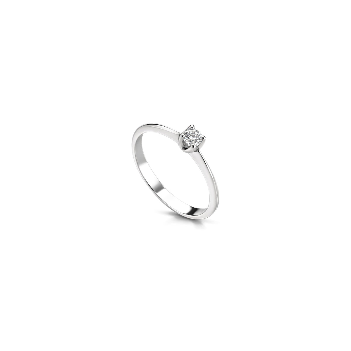 AuriA 18kt White Gold Solitaire Ring with Natural Diamonds