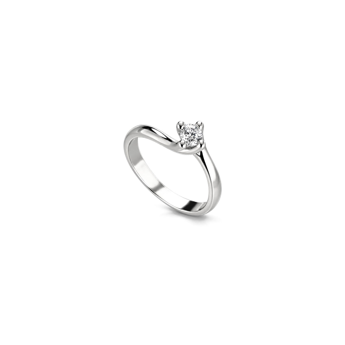 AuriA 18kt White Gold Solitaire Ring with Natural Diamonds