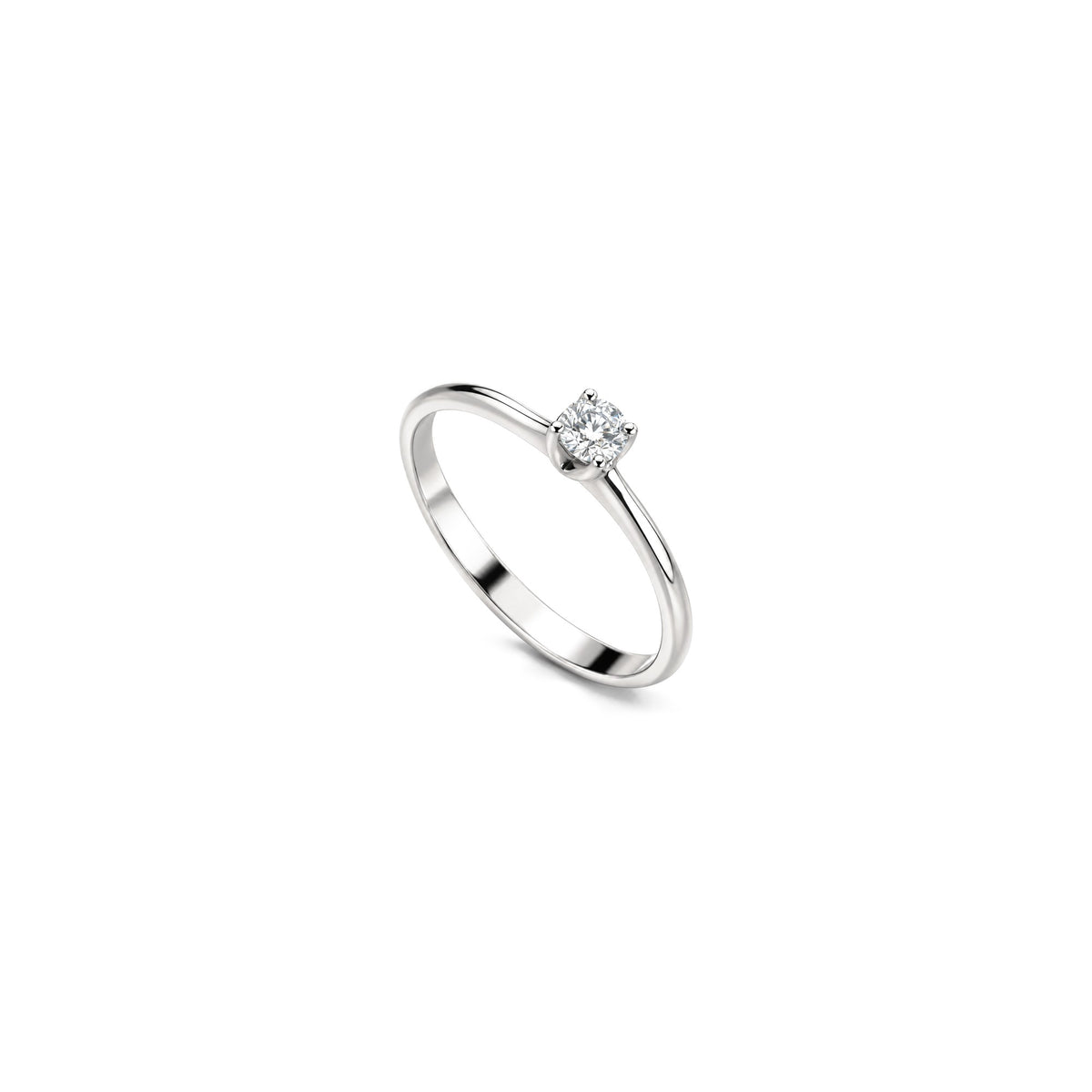 AuriA 18kt White Gold Solitaire Ring with Natural Diamonds