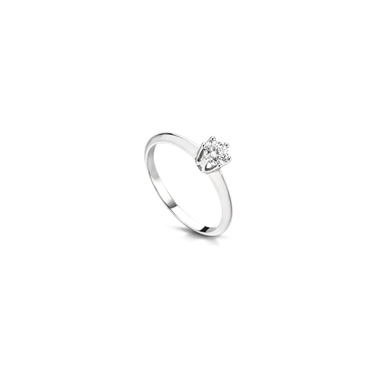 AuriA 18kt White Gold Solitaire Ring with Natural Diamonds