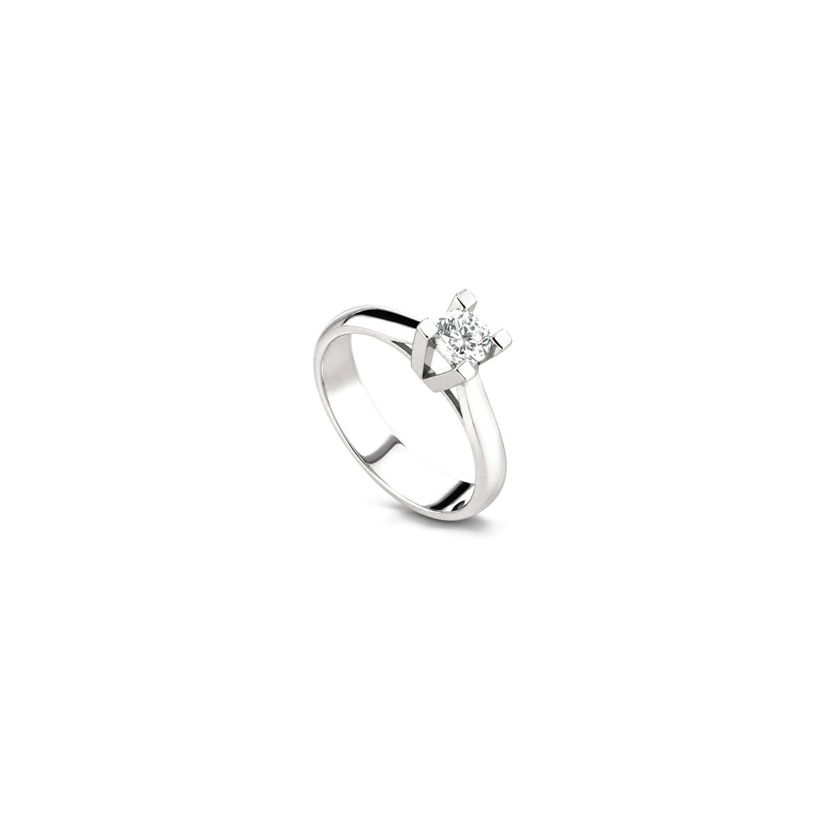 AuriA 18kt White Gold Solitaire Ring with Natural Diamonds