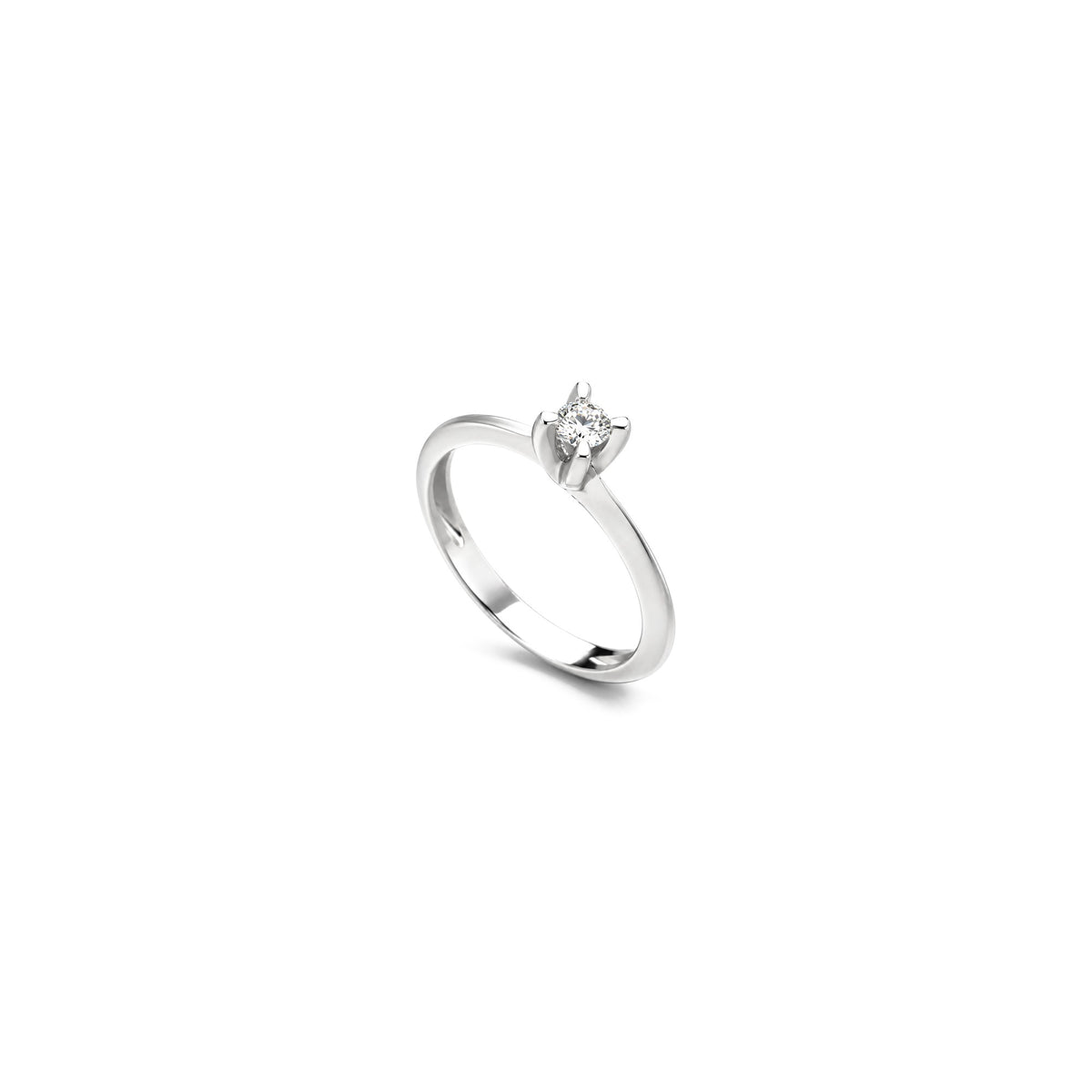 AuriA 18kt White Gold Solitaire Ring with Natural Diamonds