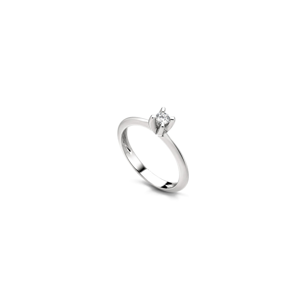 AuriA 18kt White Gold Solitaire Ring with Natural Diamonds