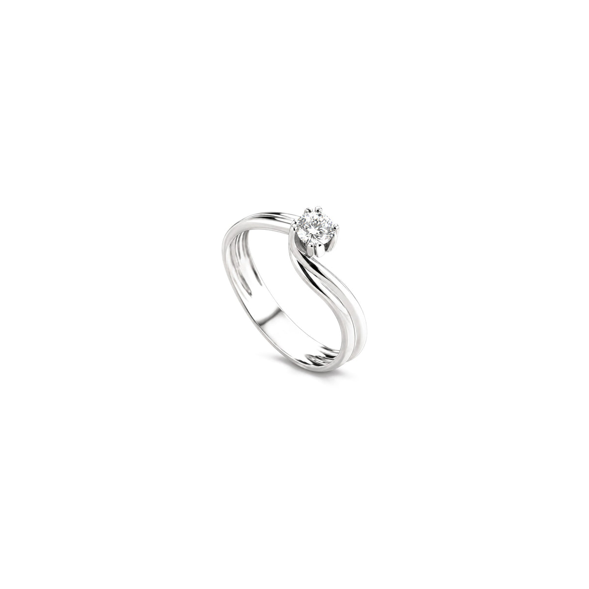AuriA 18kt White Gold Solitaire Ring with Natural Diamonds