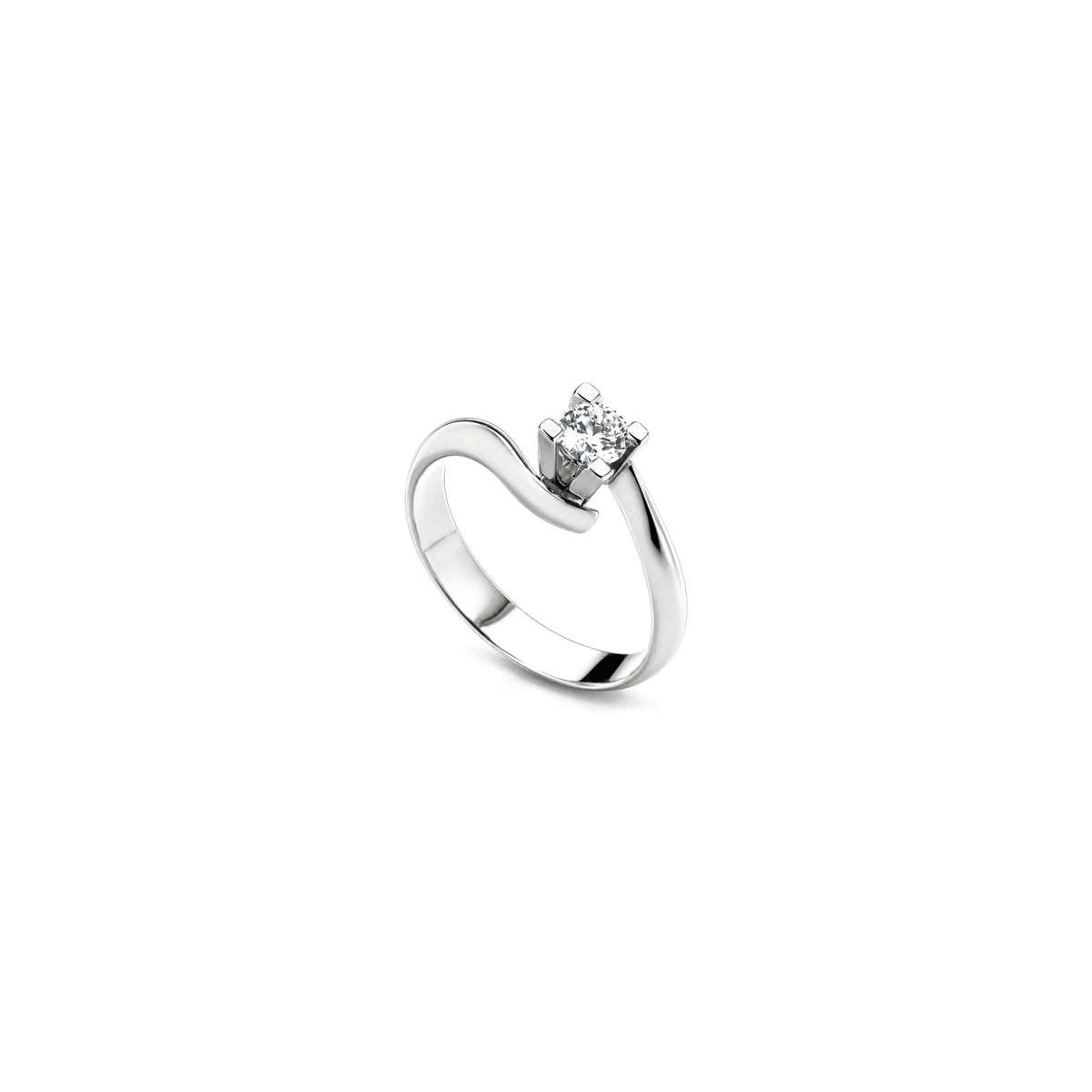 AuriA 18kt White Gold Solitaire Ring with Natural Diamonds