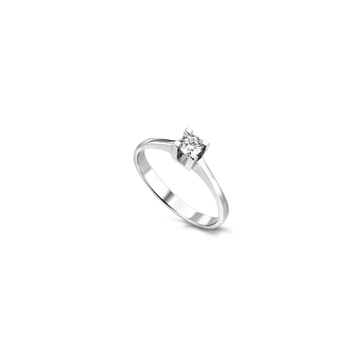 Anillo Solitario con Diamantes Naturales Oro Blanco 18kt AuriA