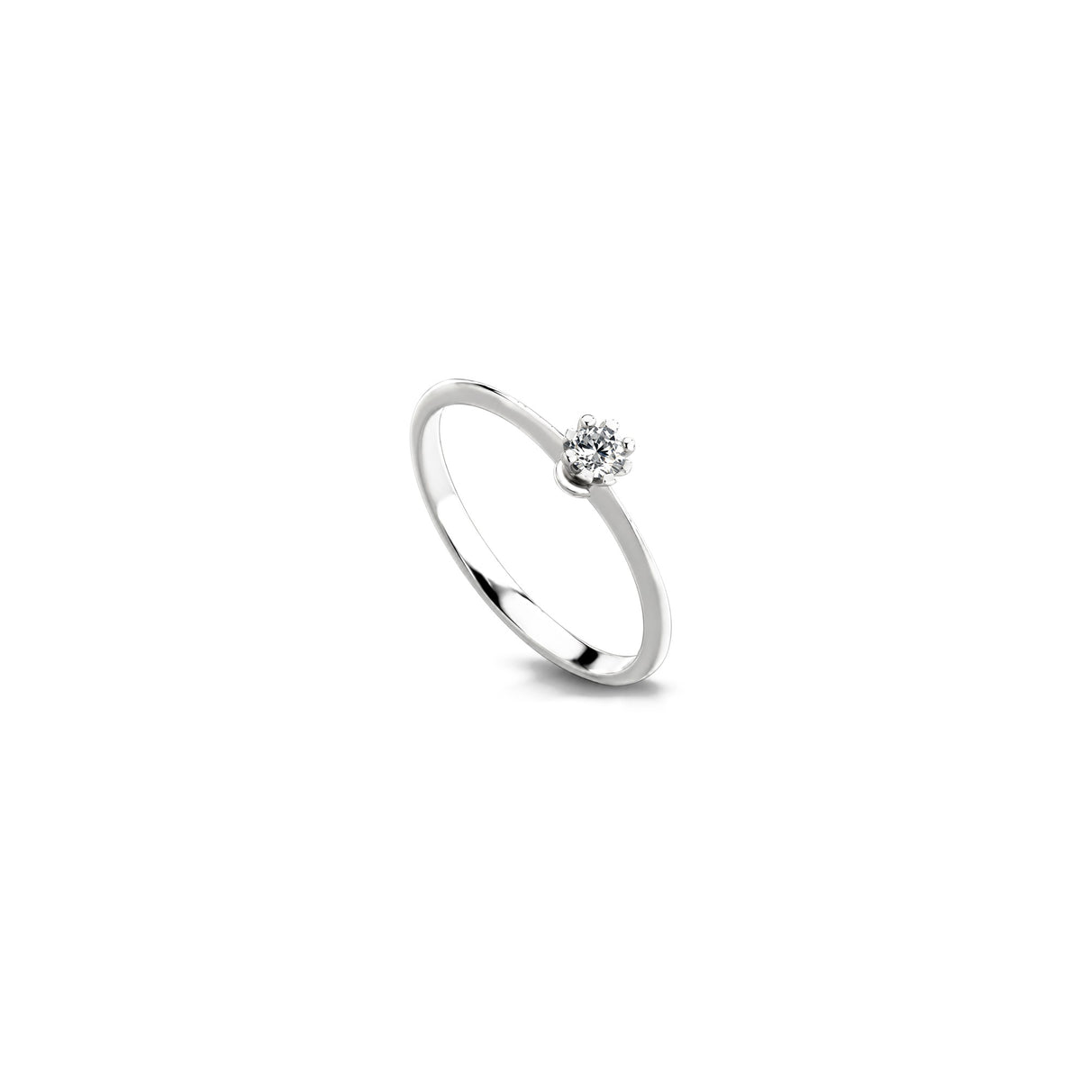AuriA 18kt White Gold Solitaire Ring with Natural Diamonds