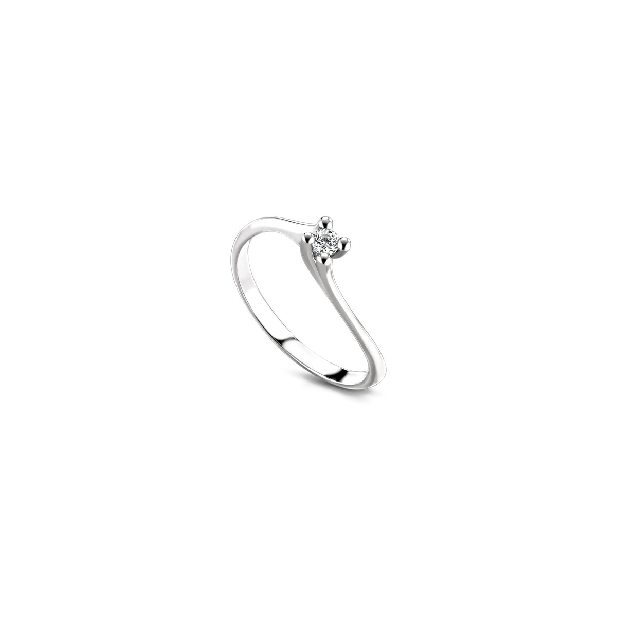 AuriA 18kt White Gold Solitaire Ring with Natural Diamonds