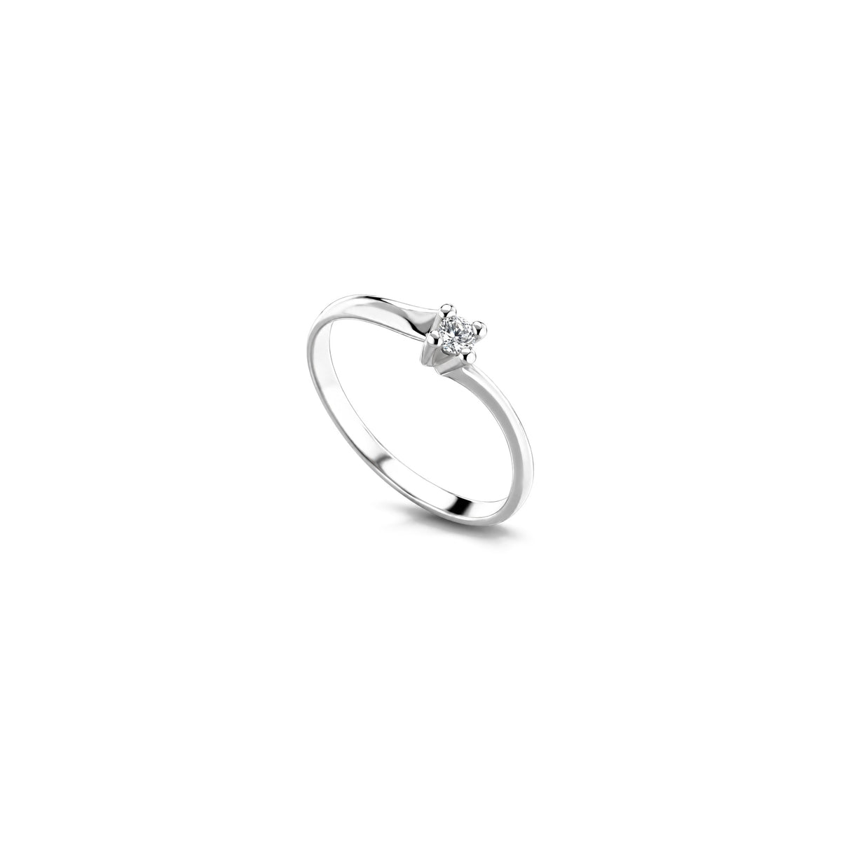AuriA 18kt White Gold Solitaire Ring with Natural Diamonds