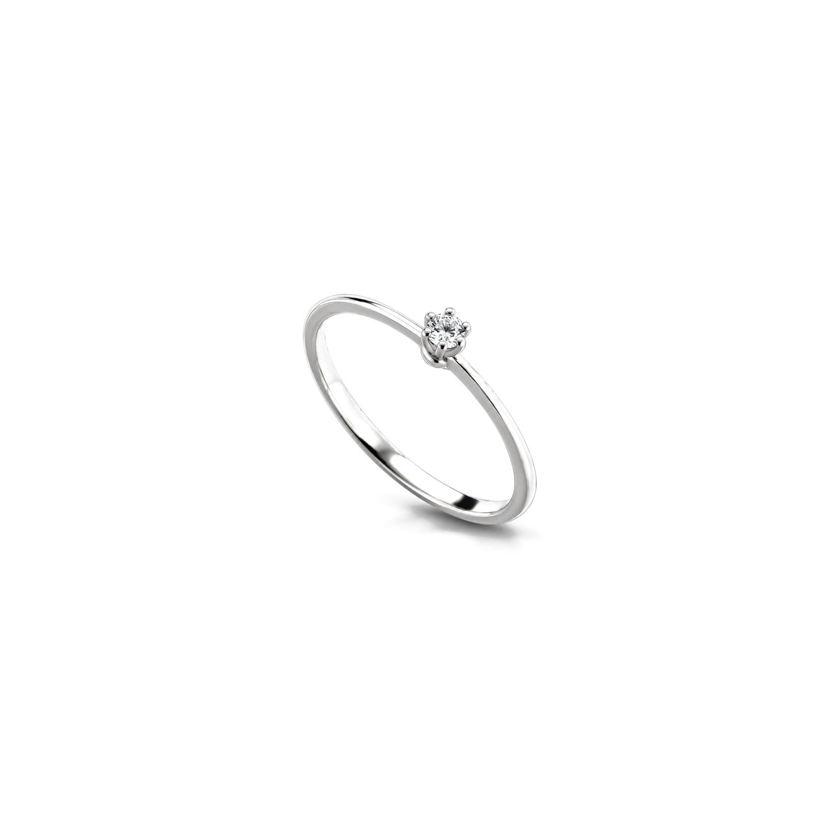 AuriA 18kt White Gold Solitaire Ring with Natural Diamonds