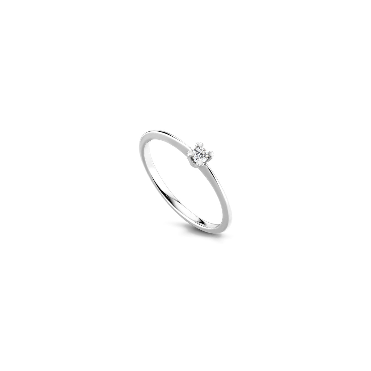 AuriA 18kt White Gold Solitaire Ring with Natural Diamonds