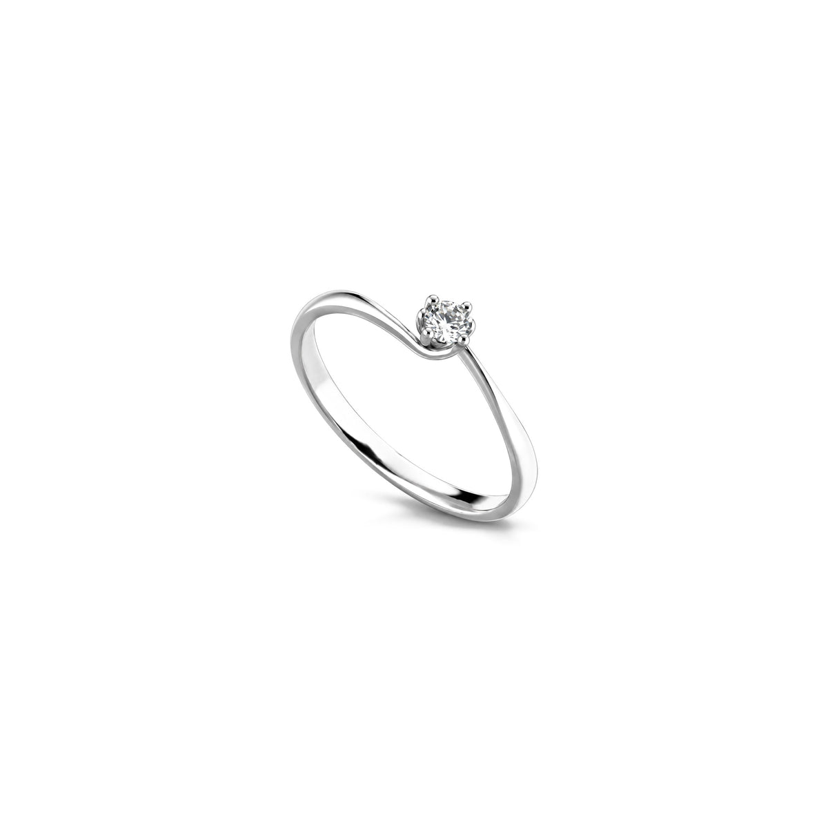 AuriA 18kt White Gold Solitaire Ring with Natural Diamonds