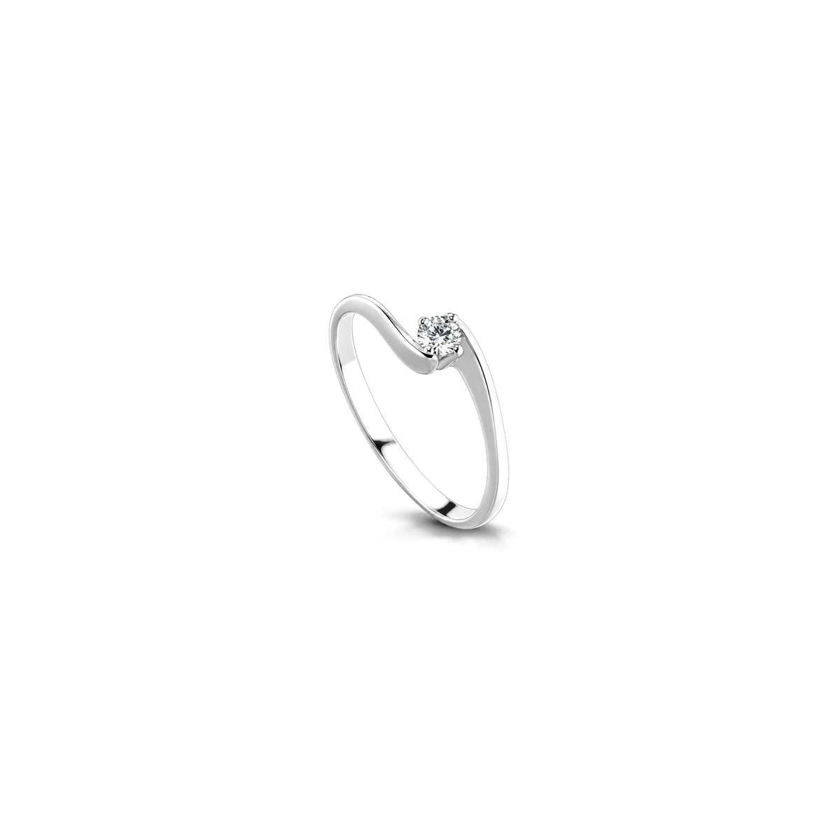 AuriA 18kt White Gold Solitaire Ring with Natural Diamonds