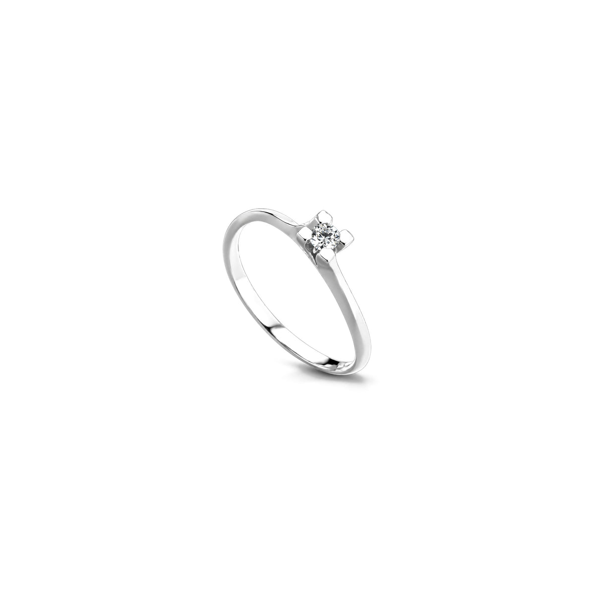 AuriA 18kt White Gold Solitaire Ring with Natural Diamonds