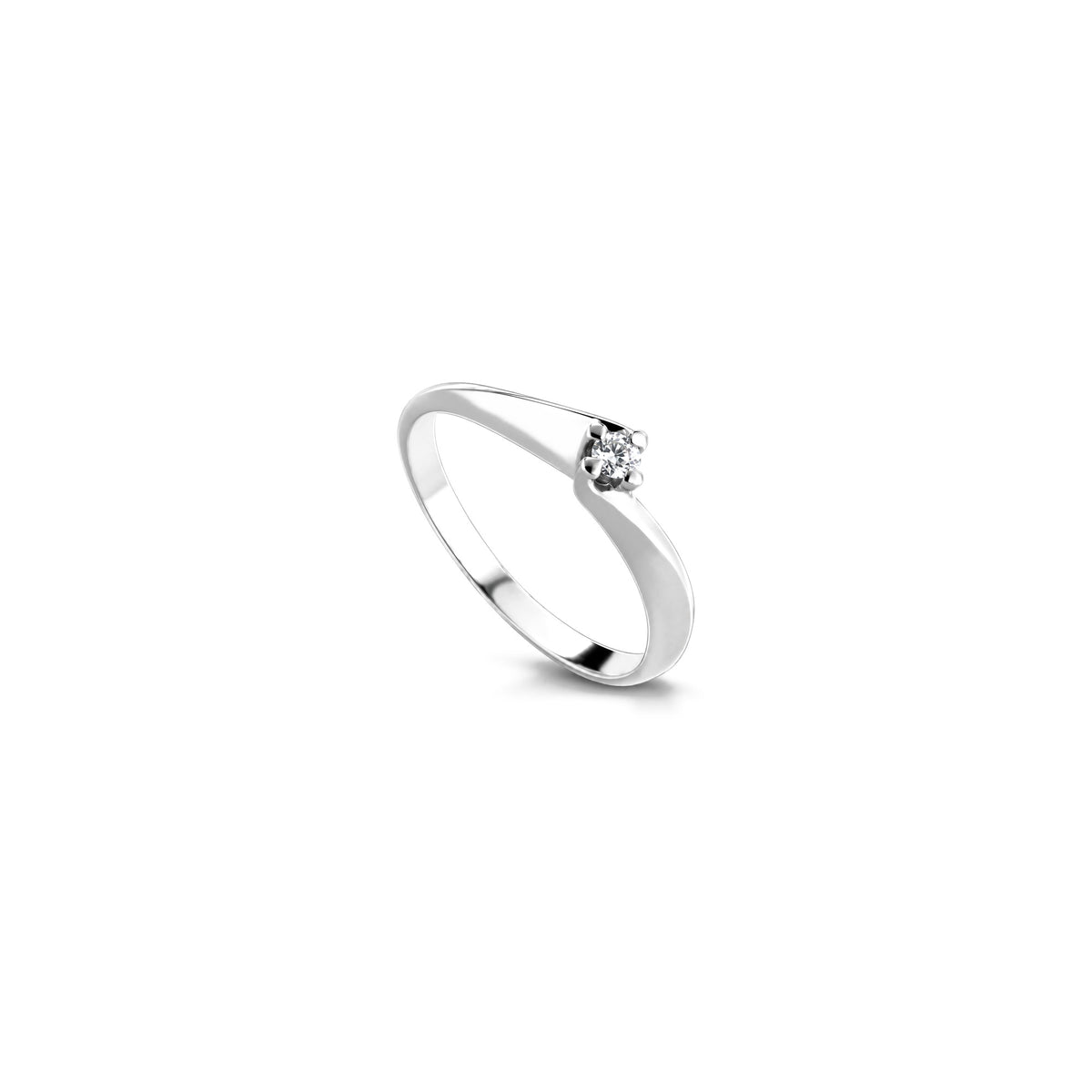 AuriA 18kt White Gold Solitaire Ring with Natural Diamonds