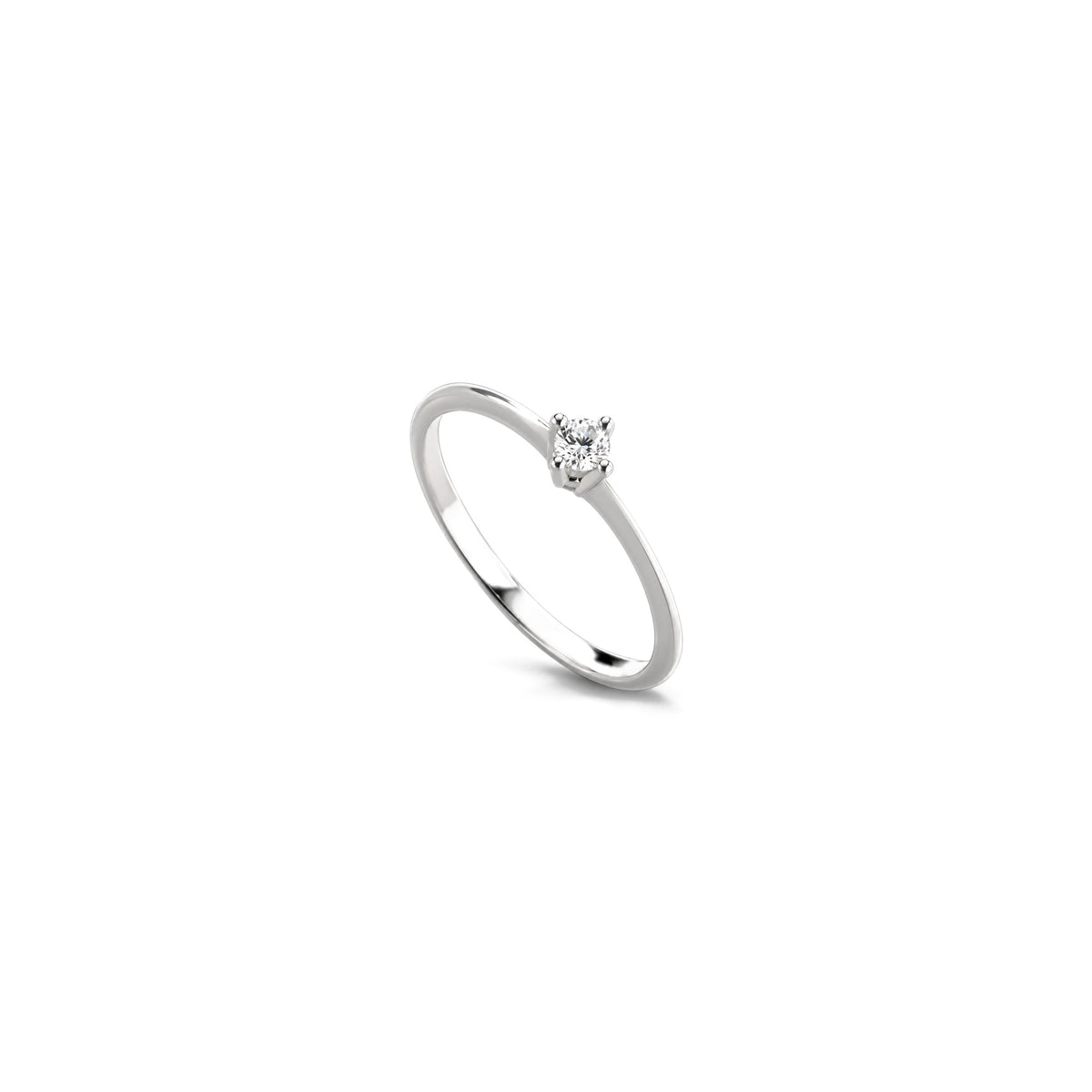 AuriA 18kt White Gold Solitaire Ring with Natural Diamonds