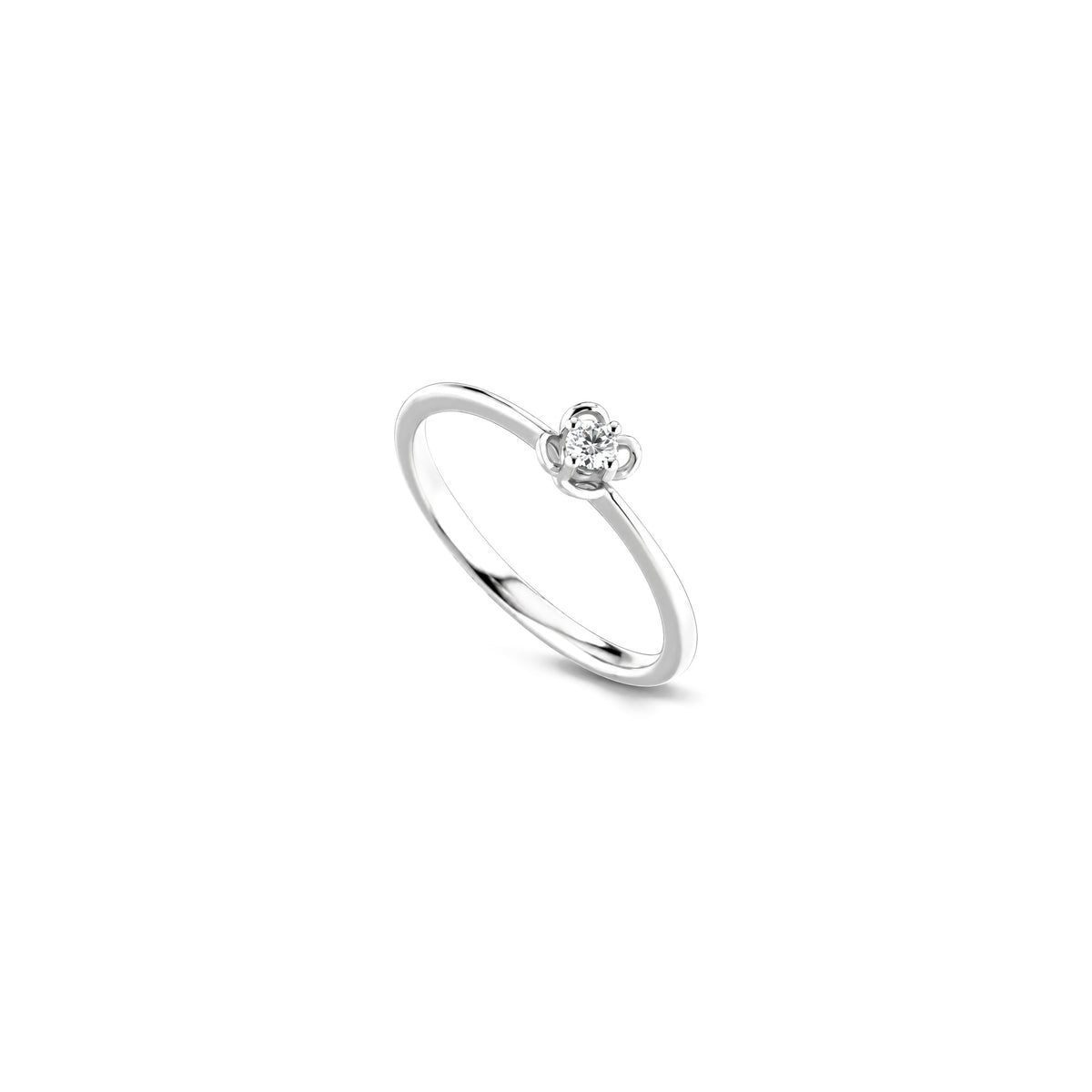 AuriA 18kt White Gold Solitaire Ring with Natural Diamonds