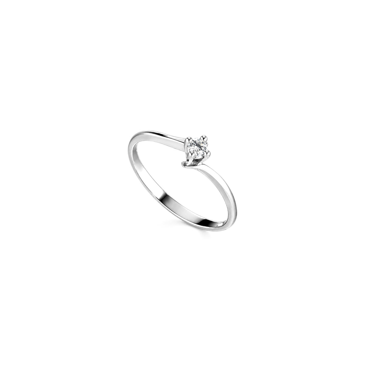 AuriA 18kt White Gold Solitaire Ring with Natural Diamonds