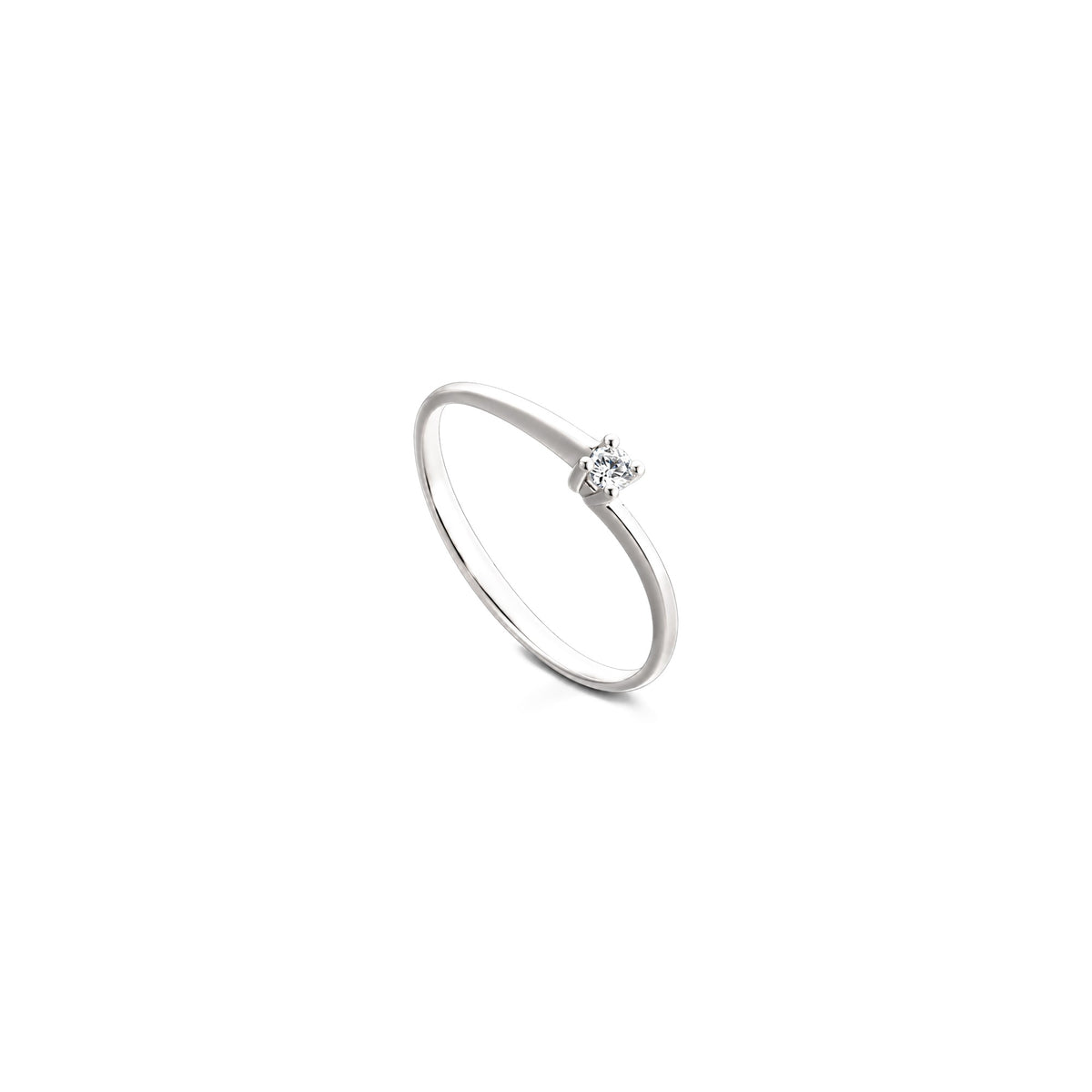 AuriA 18kt White Gold Solitaire Ring with Natural Diamonds