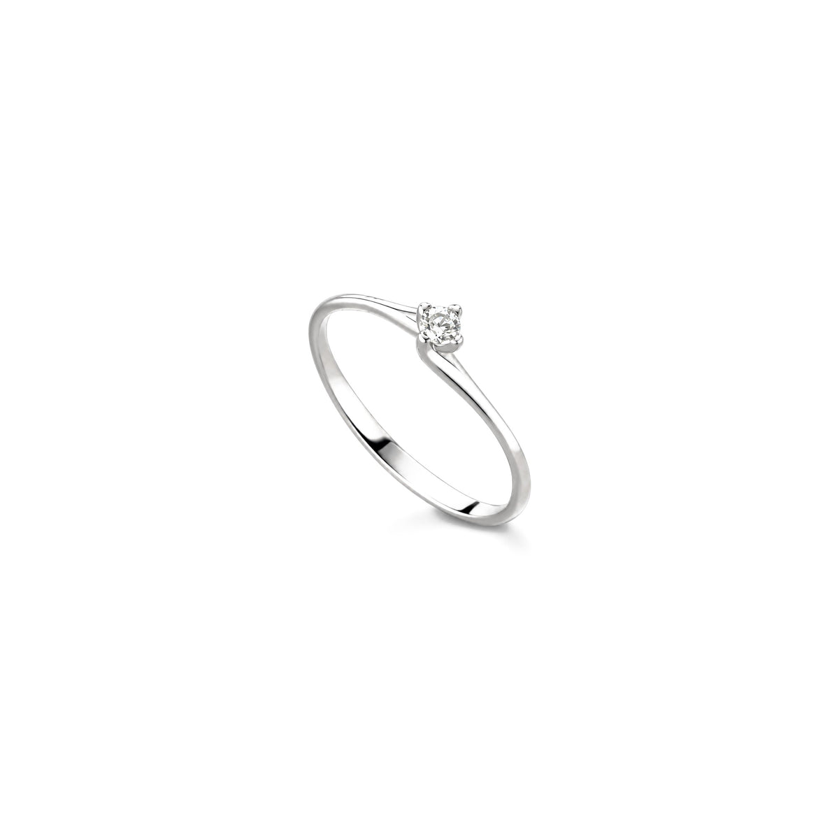 AuriA 18kt White Gold Solitaire Ring with Natural Diamonds