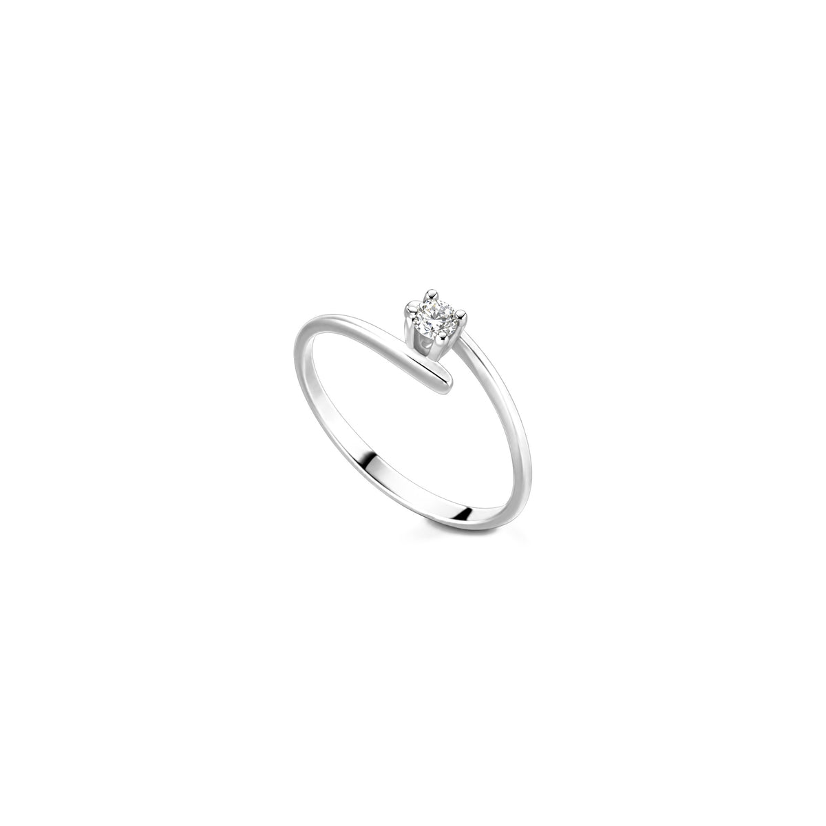 AuriA 18kt White Gold Solitaire Ring with Natural Diamonds